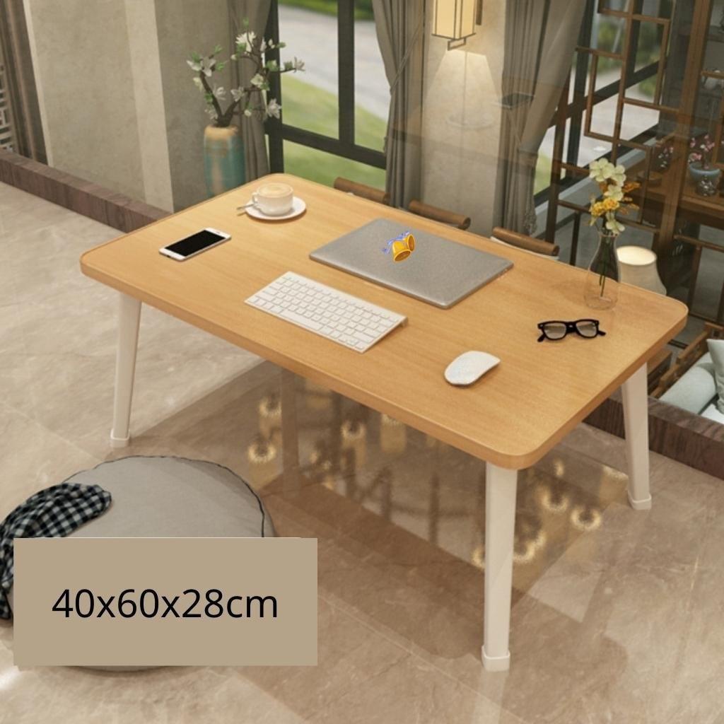 Bàn học gấp gọn mini mặt gỗ chân nhựa thông minh ngồi bệt để giường laptop xếp gọn kích thước 40x60x28cm hiện đại