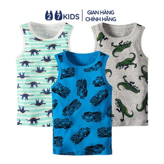 Set 3 áo thun ba lỗ bé trai 27Kids combo 3 cái áo 3 lỗ sát nách nam vải Ecocot cho trẻ từ 2-10 tuổi BSTT5
