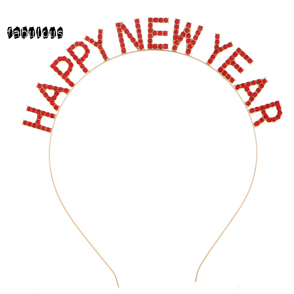 Băng Đô Cài Tóc Họa Tiết Chữ Happy New Year / Giáng Sinh