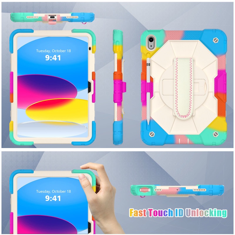Ốp Máy Tính Bảng Có Dây Đeo Vai / Tay Cầm Xoay Chống Sốc Cho iPad 10th Gen 10.9 2022 9th 8th 7th 6th 5th Gen / Air 5 Air 4 / Pro 11 2022 2021 2020 2018 / Mini 6