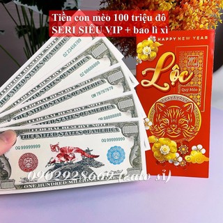 1 tờ mèo triệu đô seri siêu vip, quà tặng, lì xì tết quý mão 2023, tặng bao lì xì