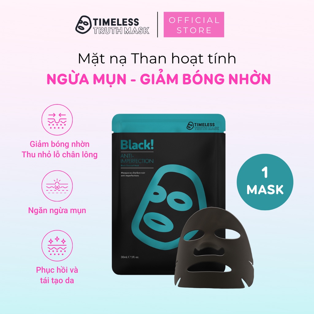 Mặt nạ than hoạt tính ngừa mụn, giảm nhờn Timeless Truth Mask - Anti Imperfection (30ml/miếng)