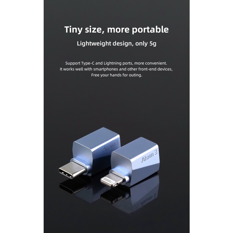 Bộ Khuếch Đại Âm Thanh Tai Nghe Atom ATOM3 ESS9280 AC Pro 3 DSD512 3.5mm SE Đầu Ra USB Type C Dacp