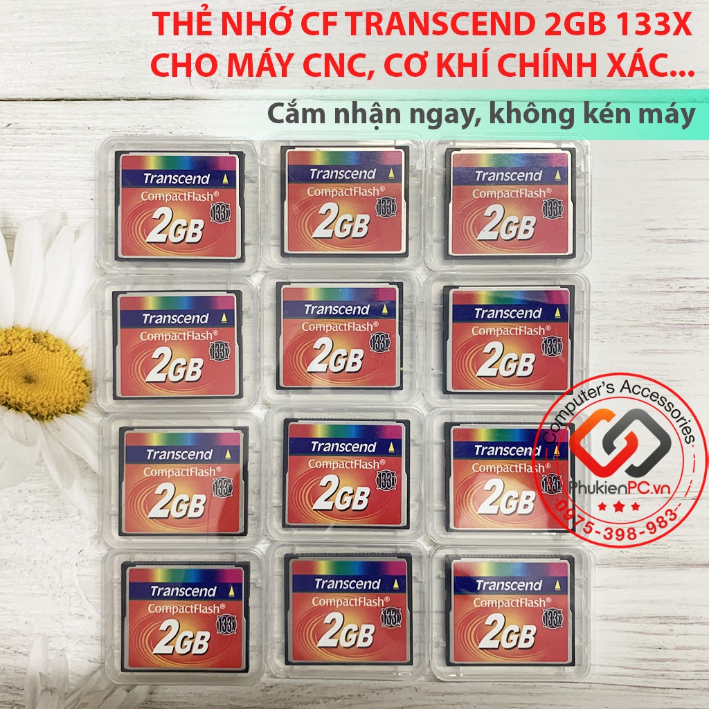 Thẻ nhớ CF card Transcend công nghiệp 2GB 133x, chuyên dùng cho máy CNC, PLC, cơ khí chính xác