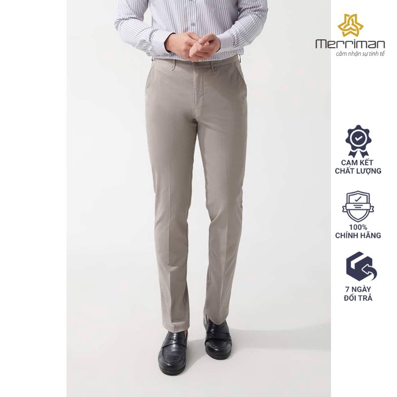 Quần kaki nam có ly ống đứng Merriman mã THMKP027 màu xám Grey 2