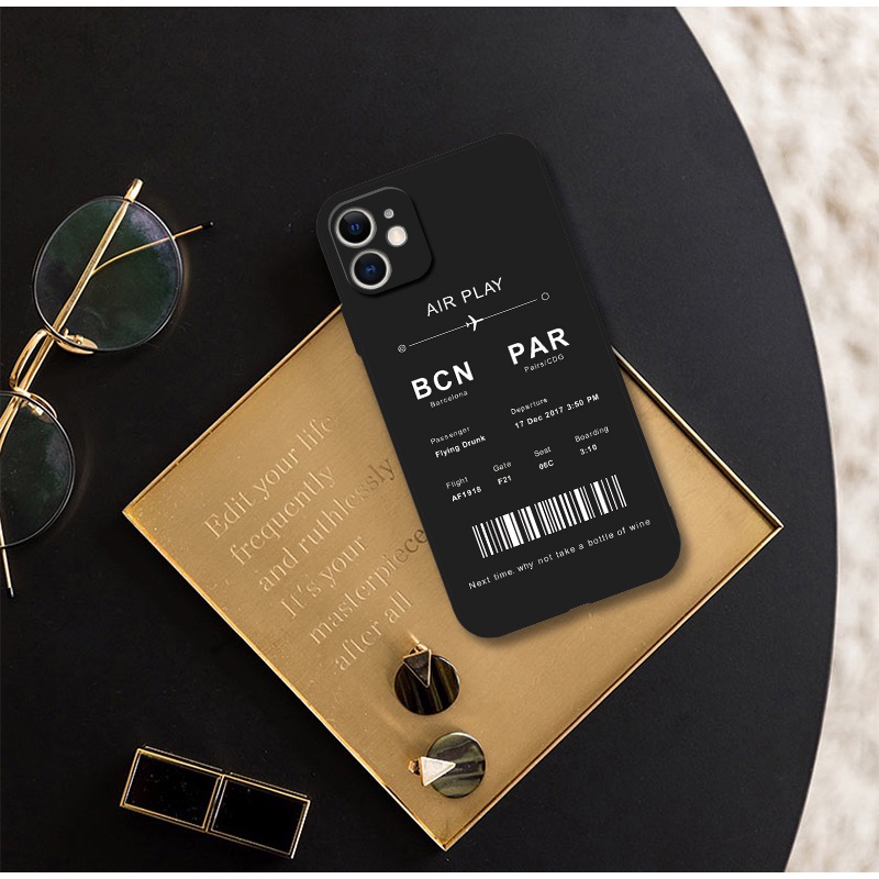 Ốp Điện Thoại Mềm Hình Vé Máy Bay Cho iphone 11 12 pro max xr 6s 7 8 plus se2 13 mini 14 15 pro max x xs max