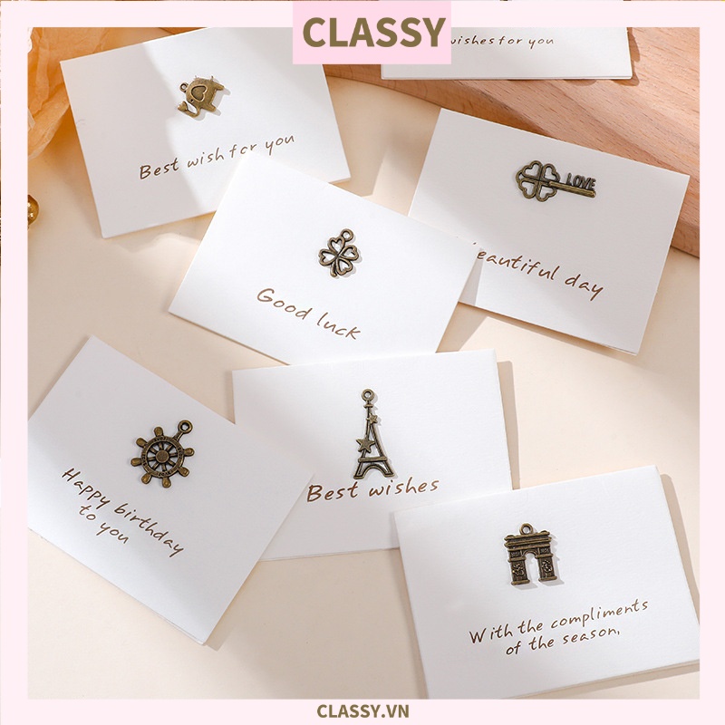 Classy Thiệp Cổ điển Vintage gắn hình 3D, giấy art sang trọng kèm phong bì màu trắng Q254