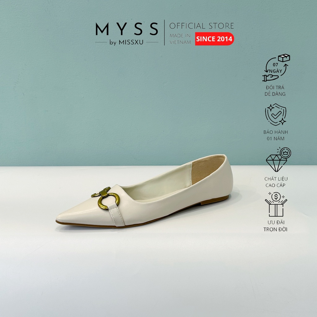 Giày búp bê nữ mũi nhọn phối khoen OO thời trang MYSS - BB32