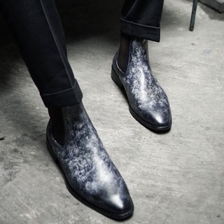 Giày chelsea boot da nam LAVA BLACK cao cổ, giày nam công sở màu đen da thật vintage TONKIN
