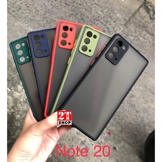 Ốp lưng chống sốc galaxy note 20 lưng meca đen nhám, viền màu cao su