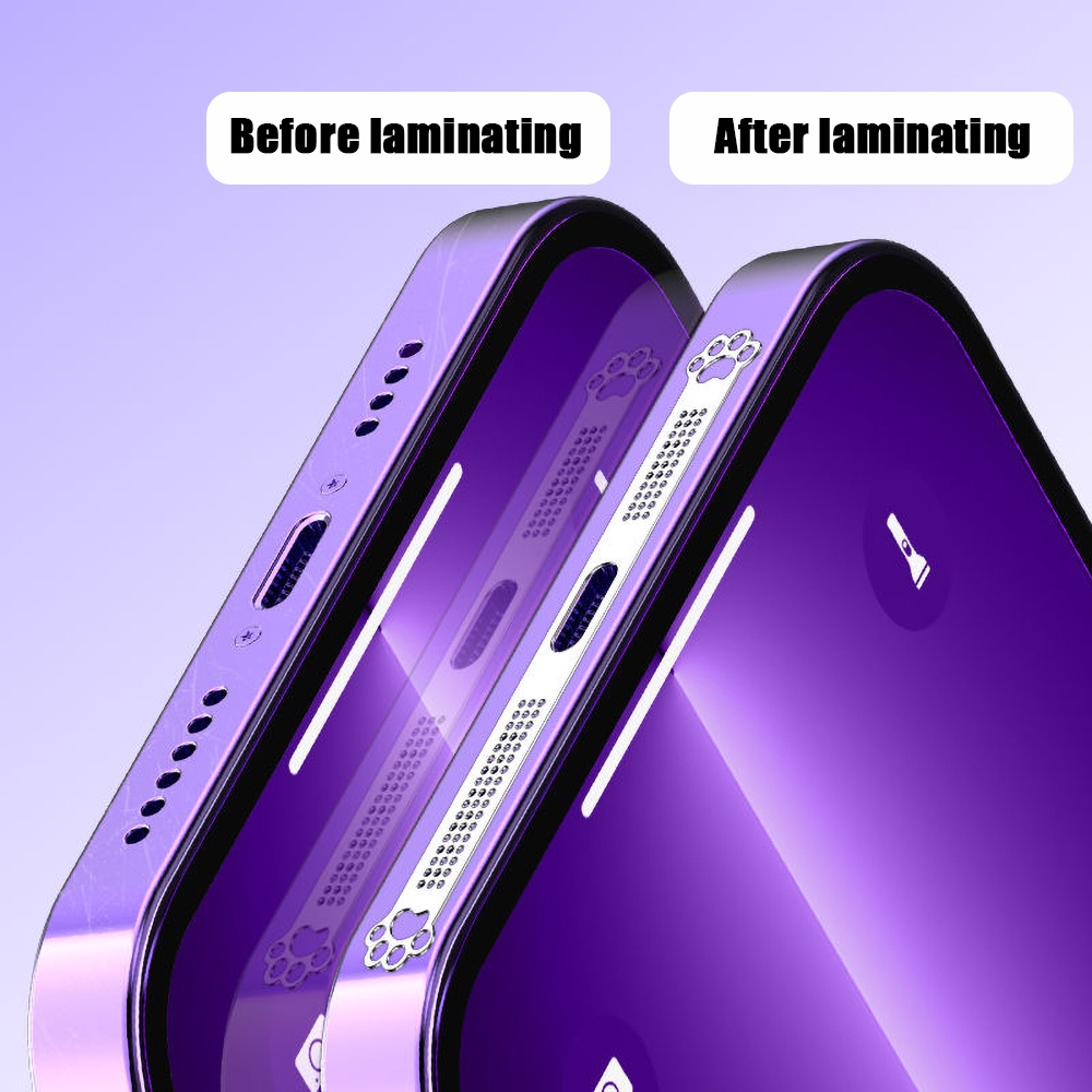 Miếng Dán Chống Bụi Cho Loa Điện Thoại IPhine12 / 13 / 14 Series Bằng Kim Loại Họa Tiết Chân Mèo Dễ Thương