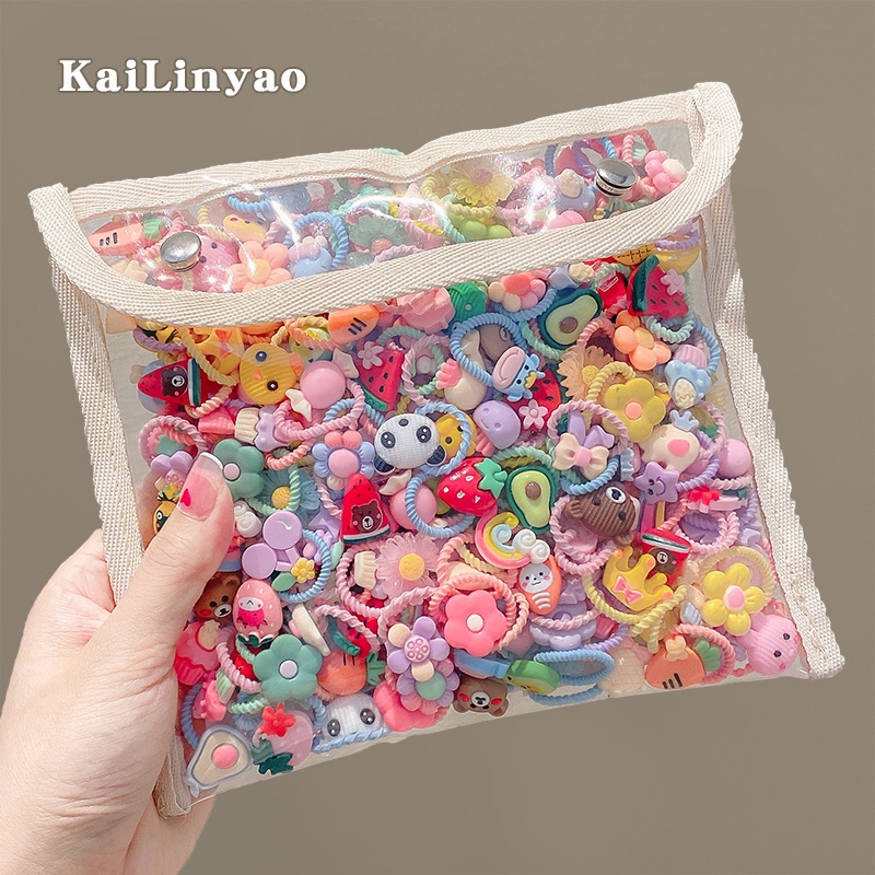 Set 10 / 20 Dây Buộc Tóc Cao Su Không Đau Dễ Thương Cho Bé
