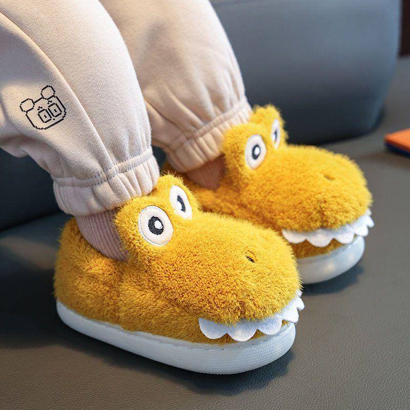 Oeteo Giày Bông Đi Trong Nhà Hình Cá Sấu Hoạt Hình Cho Bé