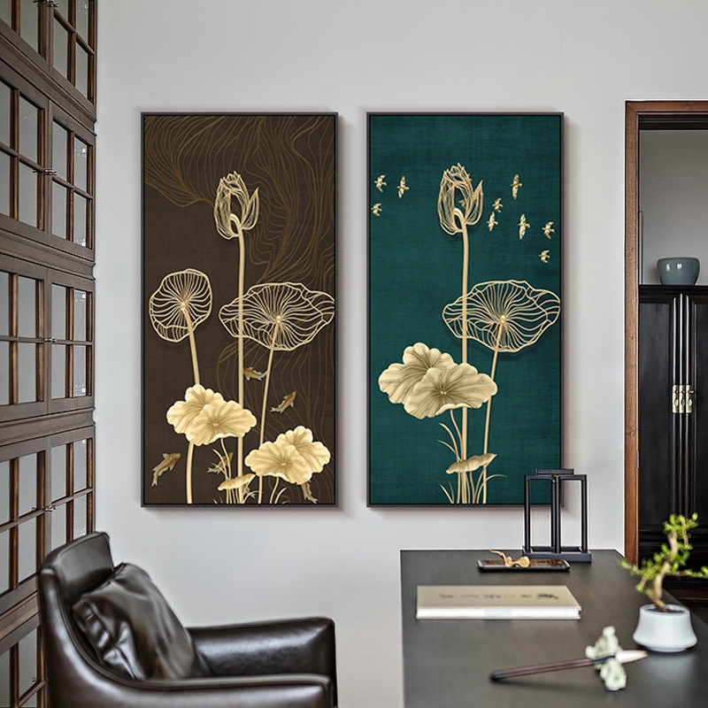 Tranh hoa sen cổ kính chữ nhật chất liệu tráng gương mẫu cực hiếm tặng đinh treo 4 chân bảo hành 5 năm như mới
