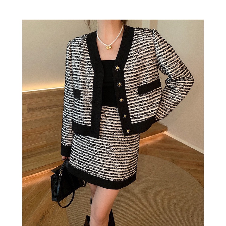 Set áo khoác dạ croptop 2 lớp kèm chân váy chữ A hàng quảng châu loại đep ulzzang-Minxy shop