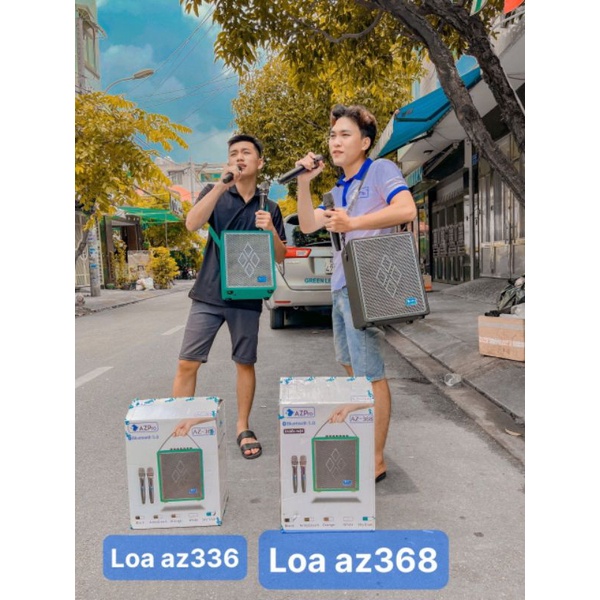 Loa Xách Tay karaoke Bluetooth Azpro 366 Mẫu Mới Bass 15cm 1 Trung 1 Treble 2 Mic Chống Hú