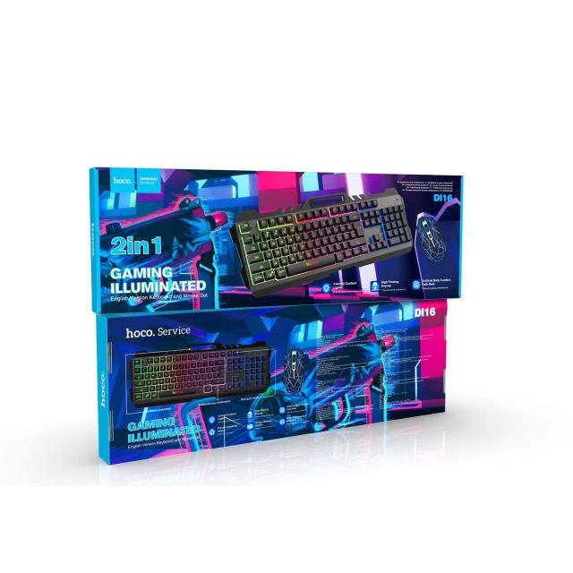 Combo phím cơ và chuột Hoco DI16 DPI 1600 tích hợp khay điện thoại có đèn Led 7 màu