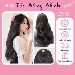 Tóc giả nữ kẹp chữ U / Tóc giả kẹp U dài 45cm kèm ảnh thật xoăn bồng bềnh làm dày tóc Tóc Bồng Bềnh