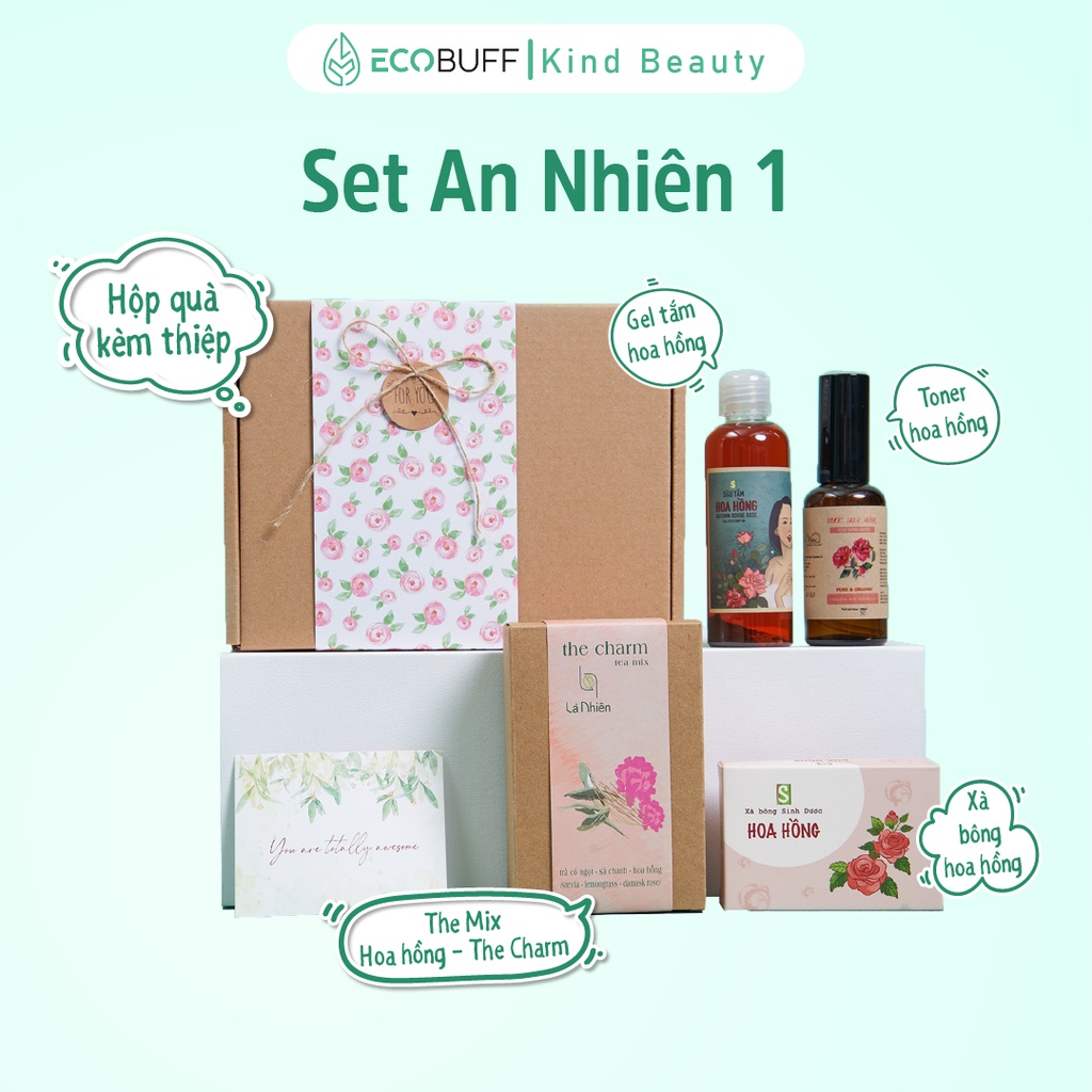 Quà sinh nhật Ecobuff GiftSet An Lành An Nhiên gồm các sản phẩm thiên nhiên lành tính tặng quà sinh nhật