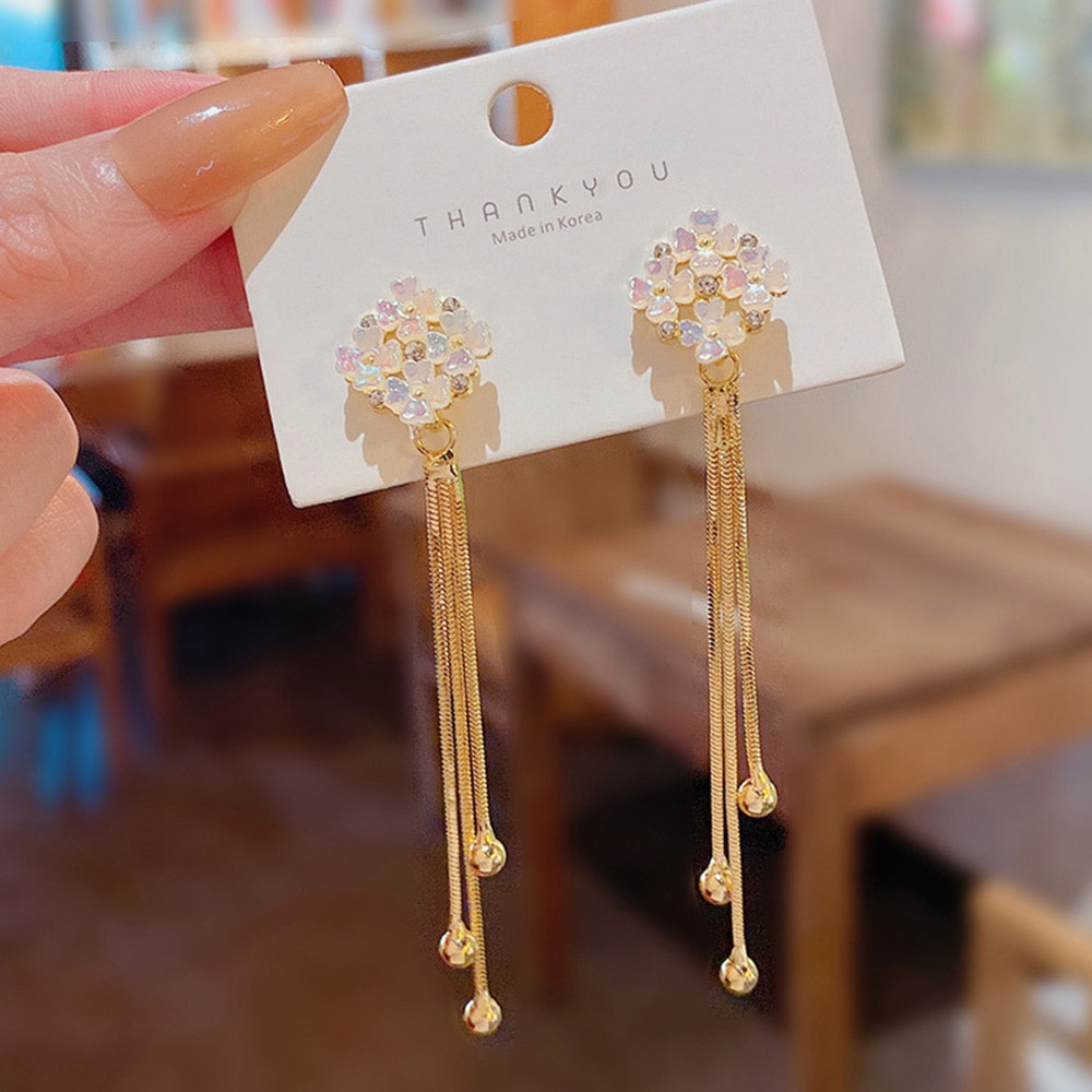 Khuyên Tai Dáng Dài Đính Ngọc Trai Pha Lê Thời Trang Thanh Lịch Cho Nữ