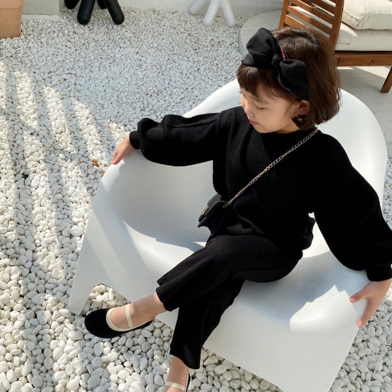 (8-30kg) Bộ quần áo bé gái dài tay len tăm tay bồng quần loe điệu đà TTR174 TTN175