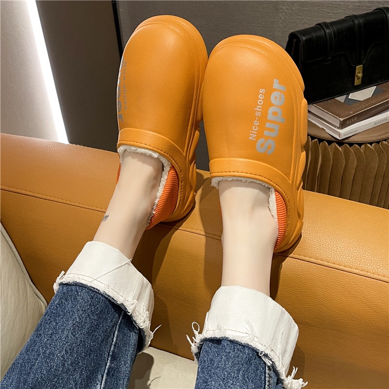 Dép cotton Đi Trong Nhà Đế Dày Chống Trượt Giữ Ấm Mùa Đông Cho Nam Nữ