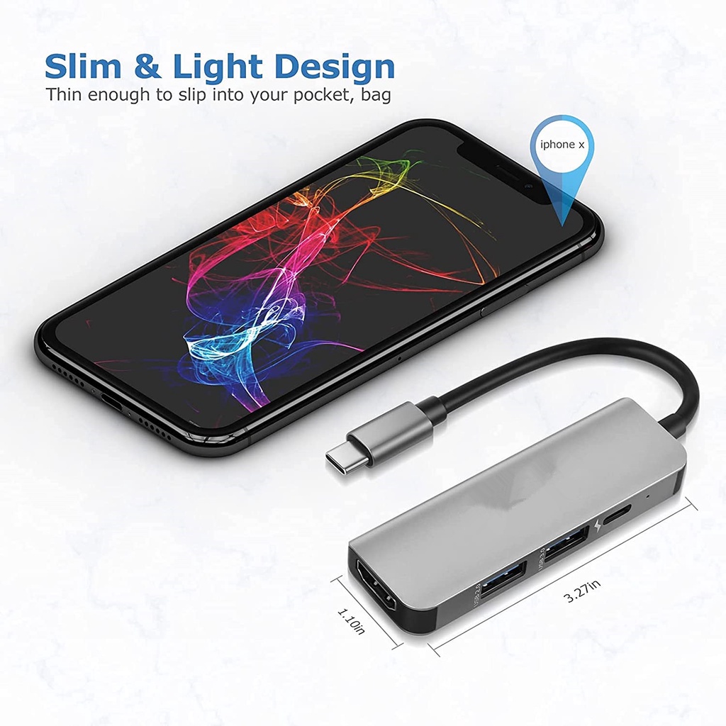 Bộ Chia USB C Hub 4K HDMI USB 3.0 87W PD Cho MacBook Pro / Air Thunderbolt 3 Nintendo Switch Type C 3.0