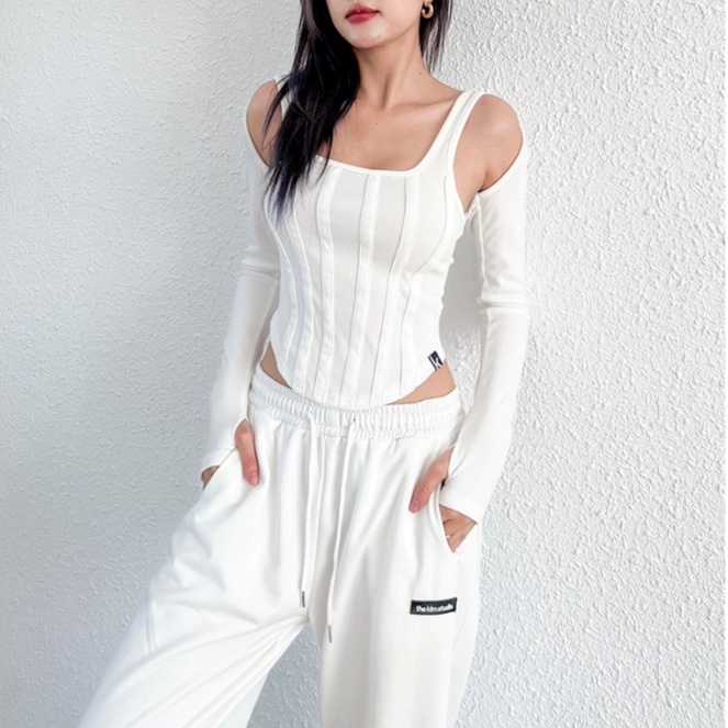 Set áo croptop len tăm dài tay kiểu corset , bộ 2 món thun hai dây cổ vuông và tay áo rời TheKim SA158 | BigBuy360 - bigbuy360.vn