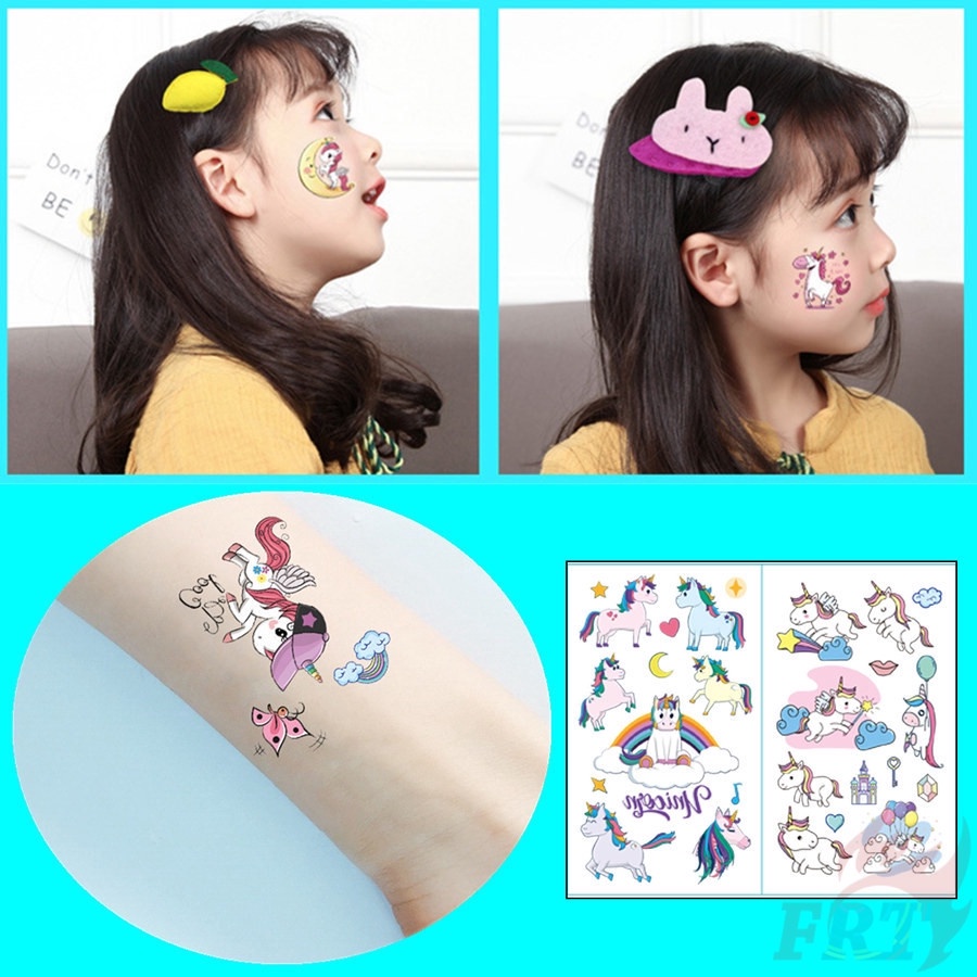 ✿ 10 Tờ / Bộ Kỳ Lân Đầy Màu Sắc ◈ Hình Xăm Dán Tạm Thời ✿ Hình Xăm Dán Chống Thấm Nước Quyến Rũ