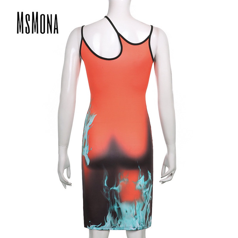 MsMona Đầm Midi Không Tay Ôm Dáng In Họa Tiết Nhiều Màu Sắc Thời Trang 2022 Cho Nữ