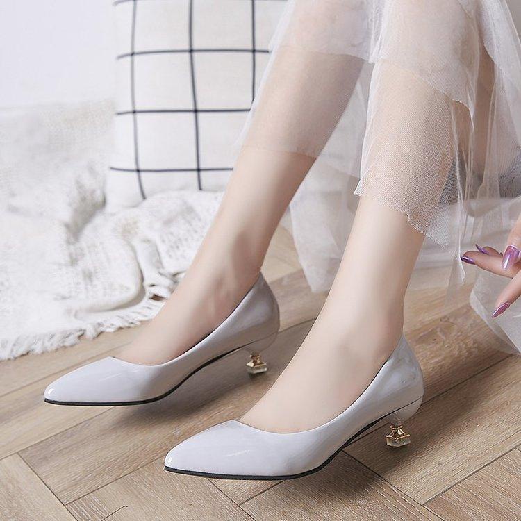 ﹉✚Giày Cao Gót 3cm Mũi Nhọn Gót Thấp 3cm Phong Cách Hàn Quốc Cho Nữ