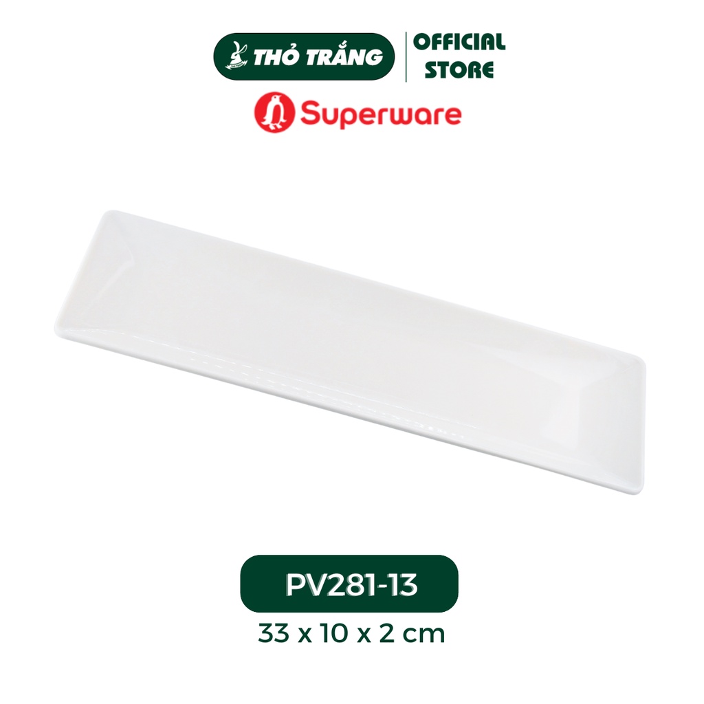 Dĩa nhựa chữ nhật cạnh vuông giả sứ Srithai Superware cao cấp - Porceline