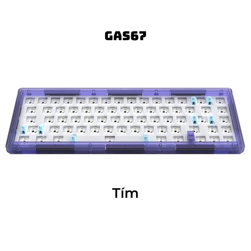- Kit CIY Gas67 TÍM | TRẮNG đã MOD sẵn - Bàn phím cơ custom - Gasket - 1 mode - RGB
