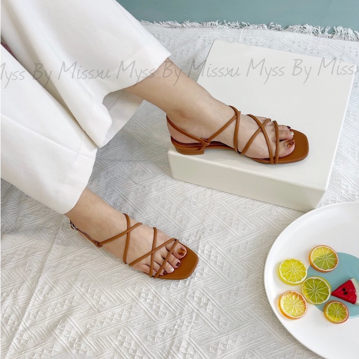Giày sandal nữ bệt dây chéo 1,5 cm thời trang MYSS - SD148