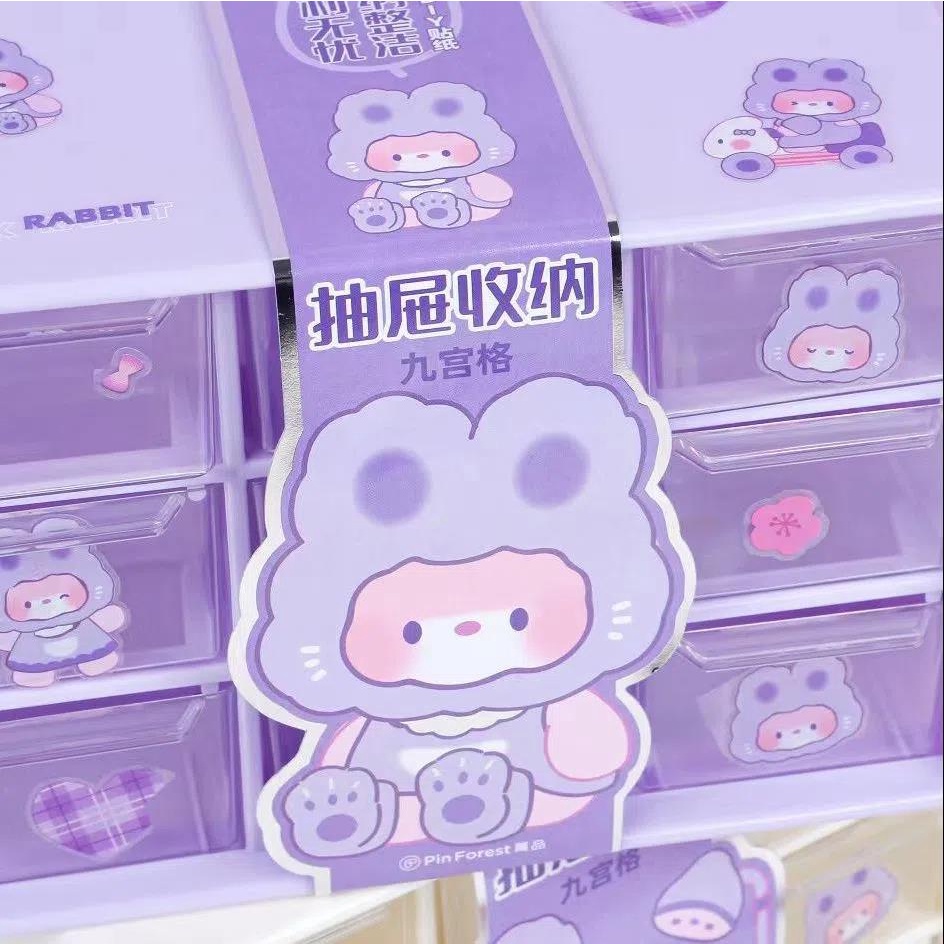 Hộp 9 ngăn kéo kệ mini chống bụi lưu trữ để bàn văn phòng phẩm derco bàn học dễ thương Hàn Quốc