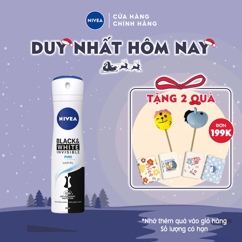 Xịt ngăn mùi NIVEA Black & White 5in1 ngăn vệt ố vàng vượt trội (150ml) 82230