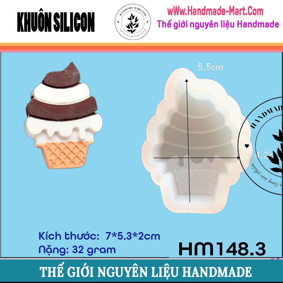 Khuôn silicon làm nến thơm hay bánh kẹo ngọt hình phô mai, cây kem - HM148