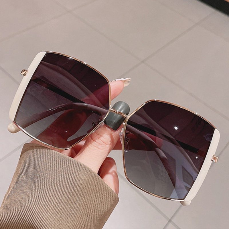 Kính Mát Gọng Vuông Kim Loại Chống Tia UV Thời Trang Cho Nữ