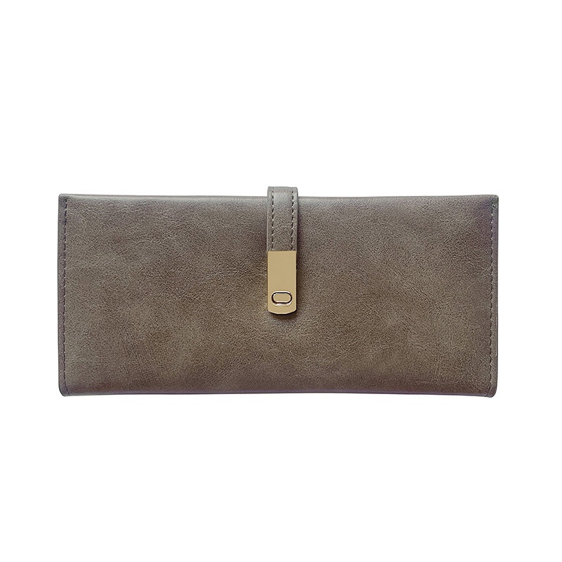 IELGY Ví Dài Màu Nhám Có Khóa Cài Đơn Giản Phong Cách Hàn Quốc Cho Nữ