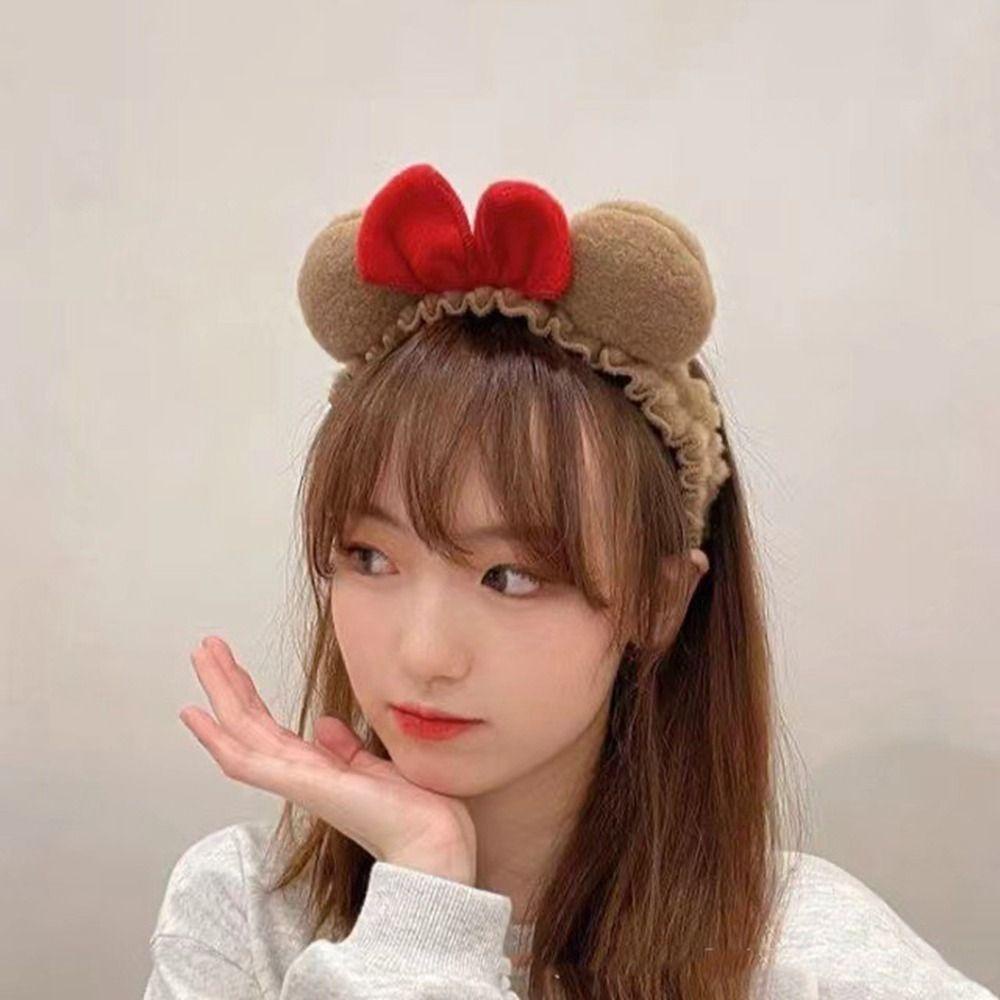 ANEMONE Băng Đô Cài Tóc Vải Bông Rộng Thắt Nơ Họa Tiết Hoạt Hình Sáng Tạo Thời Trang Cho Nữ