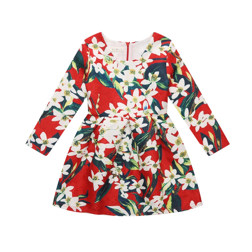 Đầm công chúa SANLUTOZ in họa tiết hoa thời trang mùa đông năm mới dành cho bé gái
