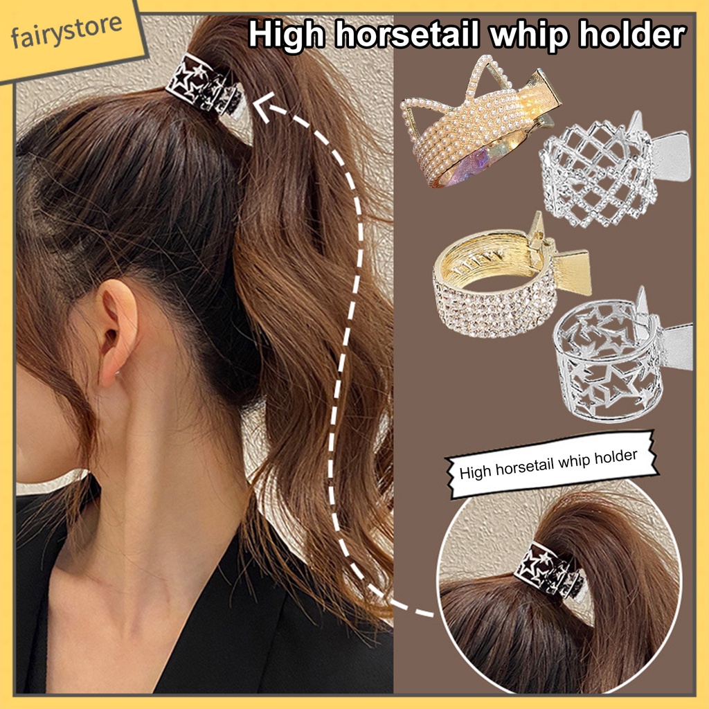 Kẹp Tóc Càng Cua Cố Định Tóc Đuôi Ngựa Bằng Thép Không Gỉ Đính Kim Cương Giả Tinh Tế Chống Trượt Cho Nữ
