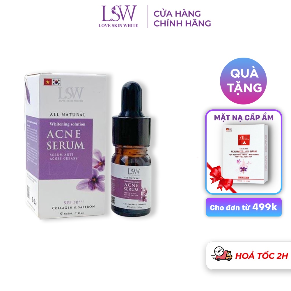Tinh chất dưỡng da giảm mụn mờ thâm sẹo Love Skin White Whitening solution Acne Serum 5ml