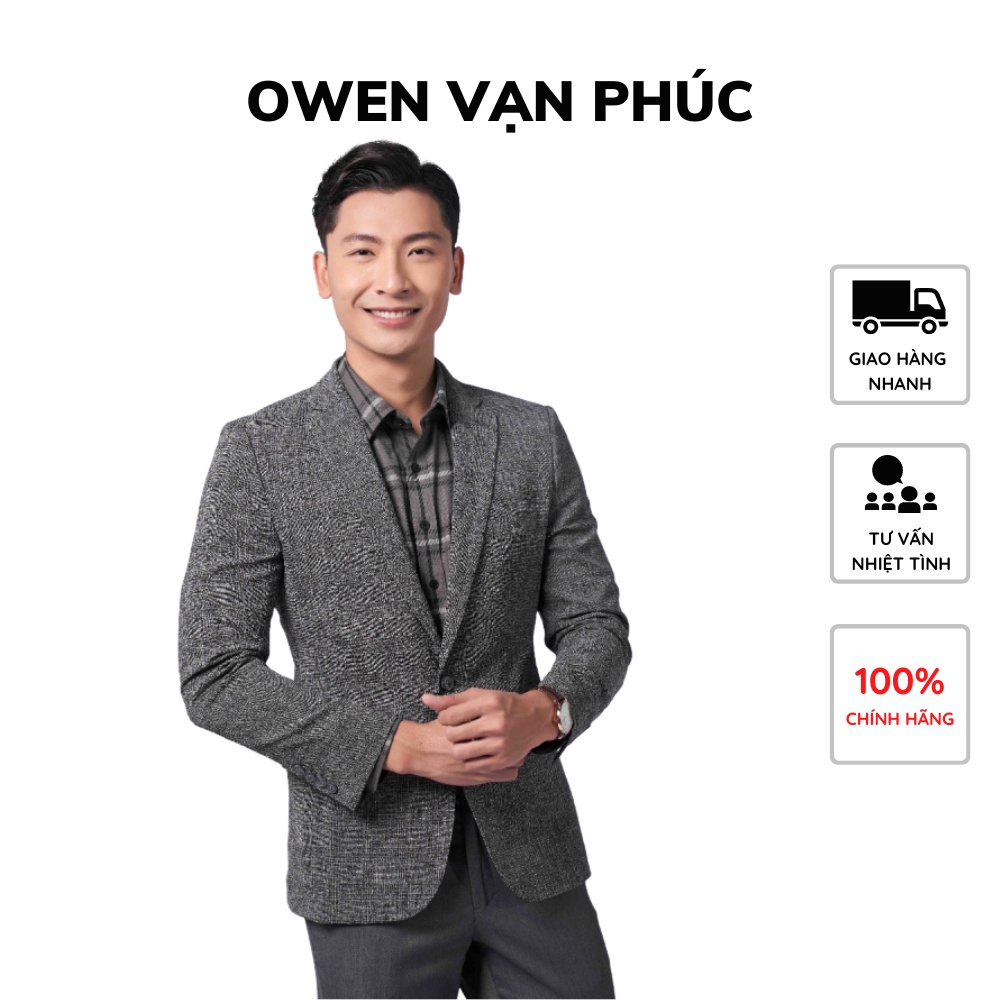 Áo Blazer Demi OWEN BL220703-BL Kẻ Caro Đen Ghi Cho Nam Dễ Phối Đồ Phong Cách Hiện Đại Phóng Khoáng