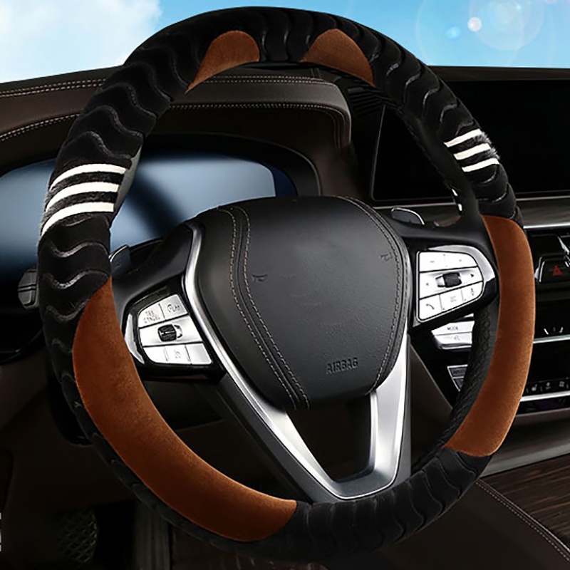 Vỏ Bọc Vô Lăng Xe Hơi 37-38CM Bằng Vải Lông Giữ Ấm Tai Mèo Hoạt Hình Nhiều Màu Sắc Chống Trượt
