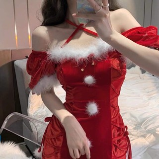 đầm đỏ nhung phối lông thanh lý