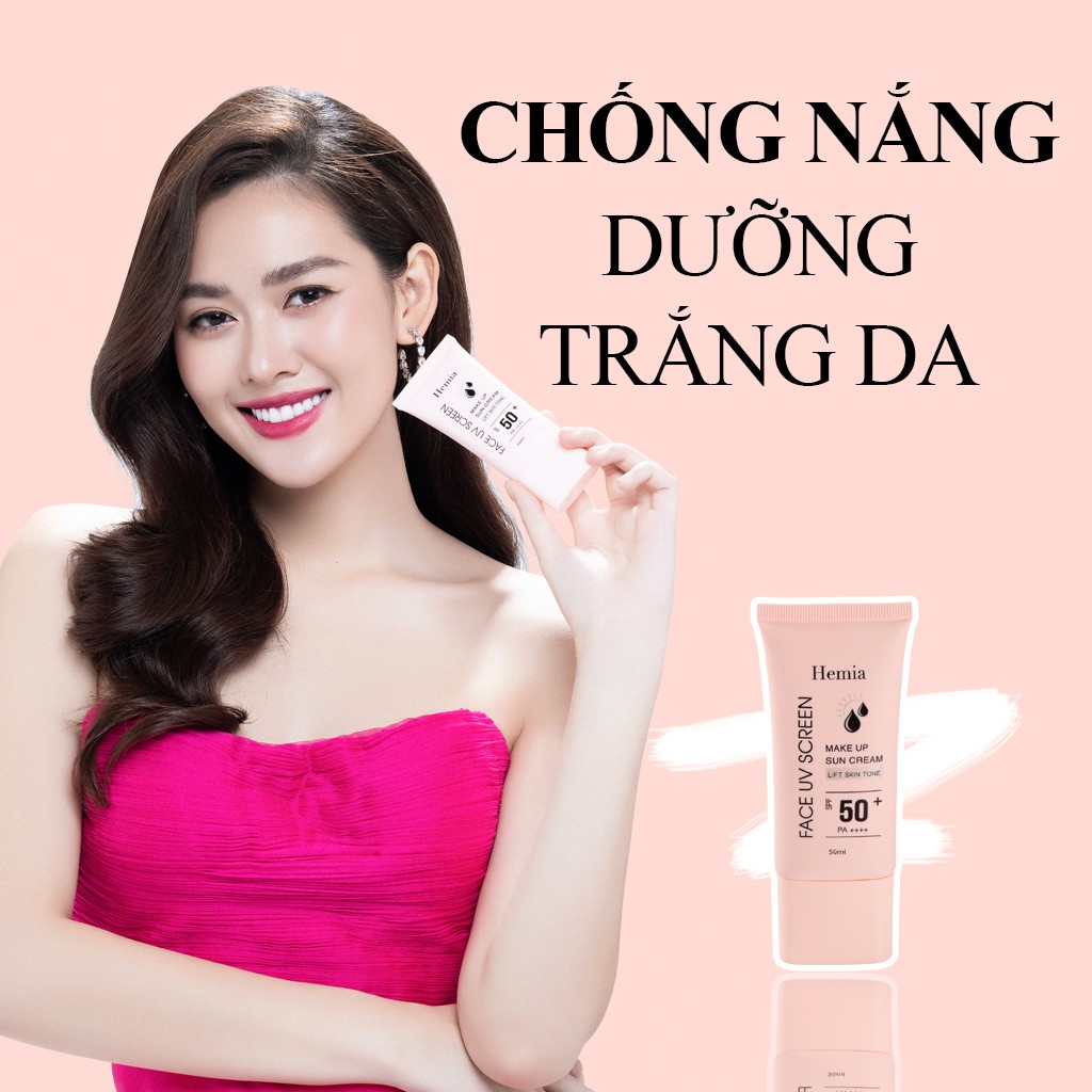 Kem chống nắng Hemia nâng tone trắng da 50ml, Kem chống nắng kiềm dầu chính hãng Hàn Quốc