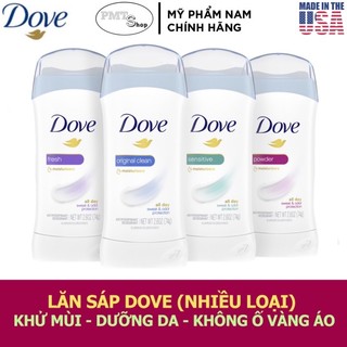 Lăn sáp khử mùi nữ Dove Invisible solid 74g Powder Fresh Original Clean NK Mỹ