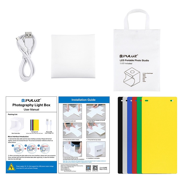Hộp chụp sản phẩm PULUZ Studio tích hợp đèn LED nhiều màu sắc
