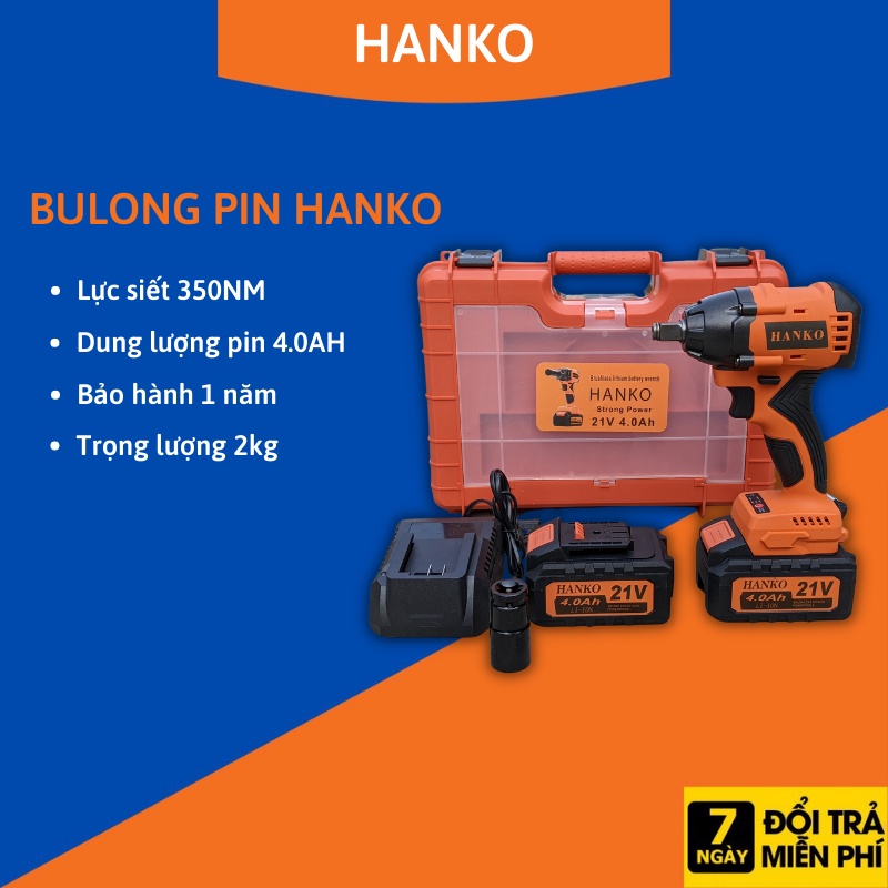 Máy bắn bulong pin HANKO 350Nm động cơ không chổi than